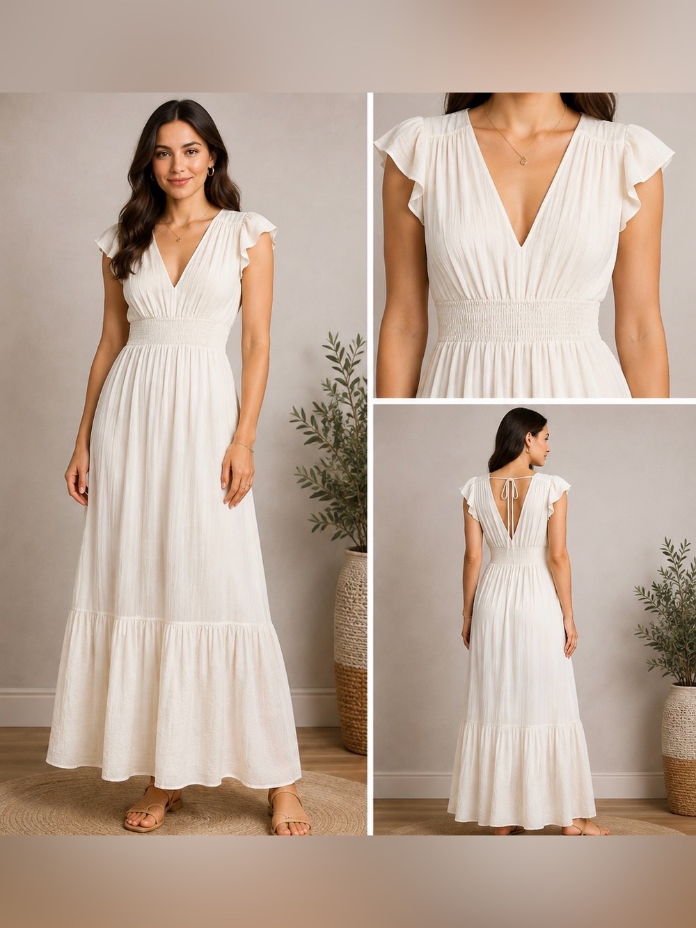August sky White Maxi Dress, NWT